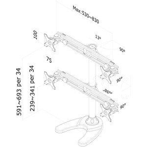 Neomounts Neomounts Pro FPMA-D700DD4 Desk Mount - Black - Height Adjustable - 48.3 cm to 68.6 cm (27") Screen Support - 15
