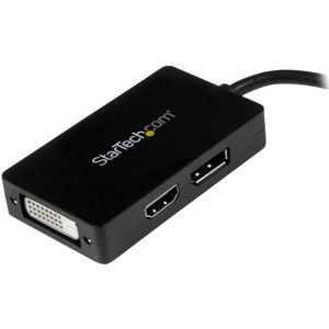 StarTech.com Travel A/V adapter - 3-in-1 Mini DisplayPort to DisplayPort DVI or HDMI converter - 1 x Mini DisplayPort Male