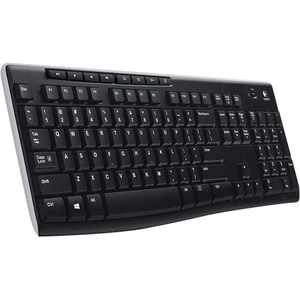 Logitech K270 Teclado - Sem fios Conectividade - USB Interface - RF - 10 m - 2.40 GHz - E-mail, Reprodução/Pausa, Controlo