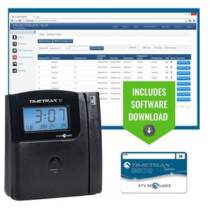 Pyramid Time Systems TimeTrax EZ Swipe Time Clock System, Ethernet - Magnetic Strip - 50, Upgradeable To 500 - Digital - W