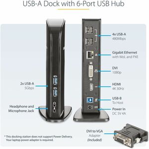 StarTech.com Universal USB 3.0 Laptop Docking Station - Dual-Monitor HDMI DVI w/ Audio Ethernet - Add HDMI and DVI as well