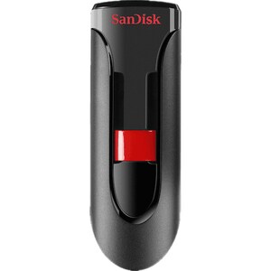 SanDisk Cluzer Glide USB Flash Drive - 16 GB - USB 2.0 - Black, Red - 128-bit AES - 2 Year Warranty