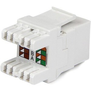 StarTech.com 180° Cat 6 Keystone Jack - RJ45 Ethernet Cat6 Wall Jack White - 110 Type - Terminate Cat6 cables at a 180° an