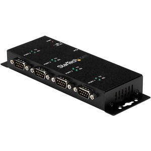 StarTech.com 4 Port USB to Serial RS232 Adapter - Wall Mount - Din Rail - COM Port Retention - FTDI USB to DB9 RS232 Hub (