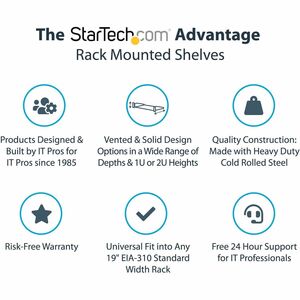StarTech.com 2U Server Rack Cabinet Shelf - Fixed 18" Deep Cantilever Rackmount Tray for 19" Data/AV/Network Enclosure - W