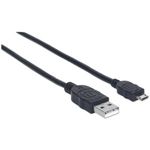 Manhattan Cable USB V2 A-Micro B, Bolsa PVC 0.5M Negro - Cable for Portátil, Computadora de escritorio - 480Mbit/s - Apant