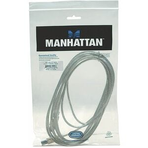 Manhattan Cable USB V2.0 A-B 5.0M Plata - Cable for Hub, Computador - 480Mbit/s - Apantallado - Oro Conector chapado - 28 