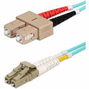 AddOn 1m SC to LC Aqua OM4 Duplex OFNR (Riser-Rated) Fiber Patch Cable - Fiber Optic for Network Device - 1m - 2 x LC Male