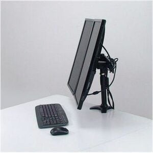 Amer Mounts Clamp Based Dual Monitor Mount for two 15"-24" LCD/LED Flat Panel Screens - Supports up to 26.5lb monitors, +/