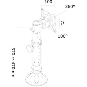 Neomounts Neomounts Pro FPMA-D025SILVER Grommet Mount for Flat Panel Display - Silver - Height Adjustable - 25.4 cm to 66 