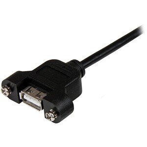 StarTech.com Cavo USB a pannello 30 cm A ad A - F/M - Cable for PC - Prolunga - 24/28 AWG - Nero