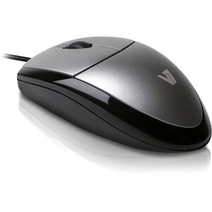 V7 Full size USB Optical Mouse - V7 Full Size USB Wired Optical Mouse - Silver/Gray - Cable Length 5ft (1.6m) Red LED/Opti