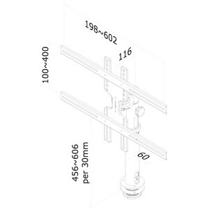Neomounts Neomounts Pro FPMA-D1200BLACK Grommet Mount for Flat Panel Display - Black - Height Adjustable - 58.4 cm to 119.
