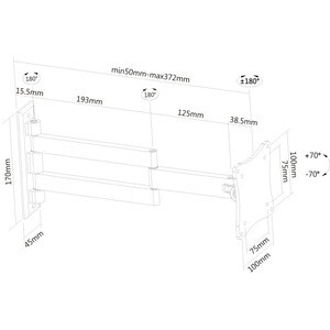 Newstar TV/Monitor Wall Mount (Full Motion) for 10"-27" Screen - Black - 25.4 cm to 61 cm (24") Screen Support - 12 kg Loa