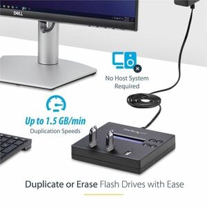 StarTech.com Standalone 1 to 2 USB Thumb Drive Duplicator/Eraser, Multiple USB Flash Drive Copier/Cloner, Sector-by-Sector