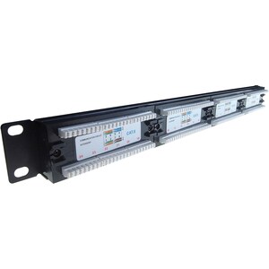 Computer Gear 24 Port(s) Network Patch Panel - Black - 24 x RJ-45 - 1U High - 19" Wide - Rack-mountable