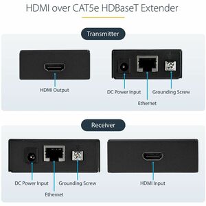 StarTech.com HDMI über Cat5e HDBaseT Extender - POC HDMI over Ethernet Extender UltraHD 4K - 1 Eingabegerät - 1 Ausgabeger