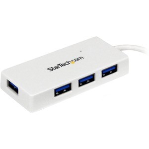 StarTech.com Portable 4 Port SuperSpeed Mini USB 3.0 Hub - 5Gbps - White - Add four external USB 3.0 ports to your noteboo