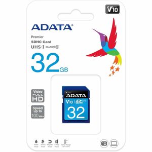 Adata Premier 32 GB Class 10/UHS-I V10 SDHC - 100 MB/s Read - 25 MB/s Write