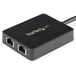 StarTech.com USB 3.0 auf Dual Port Gigabit Ethernet LAN Adapter mit USB-Port - Schwarz - USB - 2 Anschluss(e) - 2 - Twiste