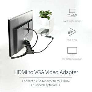 StarTech.com HDMI® auf VGA Video Adapter Konverter für PC/ Laptop/ Ultrabook- 1920x1080 - Zweiter Anschluss: 1 x 15-pin HD