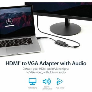 StarTech.com HDMI to VGA Adapter - With Audio - 1080p - 1920 x 1080 - Black - HDMI Converter - VGA to HDMI Monitor Adapter