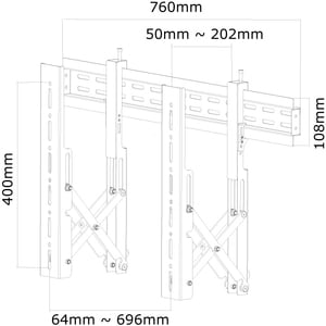 LED-VW1000BLACK è un supporto a parete estendibile per schermi LCD/LED/Plasma fino a 60" (150 cm). - 81,3 cm a 152,4 cm (6