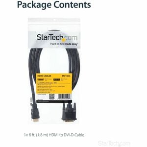 StarTech.com Câble HDMI vers DVI-D de 1,8m - Mâle / Mâle - Noir - 2e bout: 1 x 19-pin HDMI Digital Audio/Video - Male - Bl