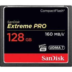 SanDisk Extreme Pro 128 GB CompactFlash - 160 MB/s Read - 65 MB/s Write - Lifetime Warranty