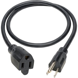 Eaton Tripp Lite Series Power Extension Cord, NEMA 5-15P to NEMA 5-15R - 13A, 120V, 16 AWG, 3 ft. (0.91 m), Black - (NEMA 