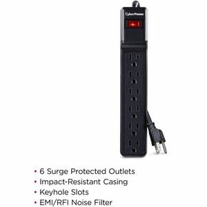 CyberPower CSB604 Essential 6-Outlets Surge Suppressor with 900 Joules and 4FT Cord - Plain Brown Boxes - 6 x NEMA 5-15R -