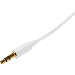 StarTech.com 1m White Slim 3.5mm Stereo Audio Cable - 3.5mm Audio Aux Stereo - Male to Male Headphone Cable - 2x 3.5mm Min