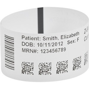 Zebra Z-Band UltraSoft Thermal Label - 1" Width x 6" Length - Permanent Adhesive - Direct Thermal - White - Polypropylene 
