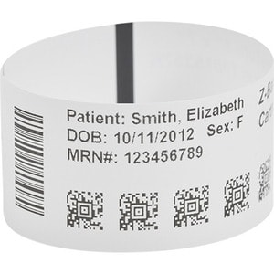 Zebra Z-Band UltraSoft 4000D Thermal Label - 1" Width x 11" Length - Permanent Adhesive - Direct Thermal - White - Polypro