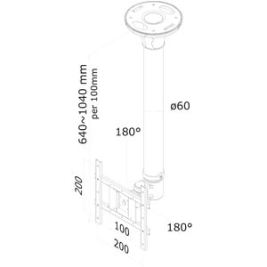 Neomounts Neomounts Pro FPMA-C200BLACK Ceiling Mount for Flat Panel Display - Black - Height Adjustable - 25.4 cm to 101.6