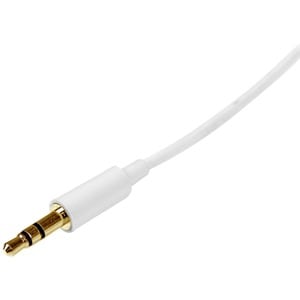 StarTech.com 3m White Slim 3.5mm Stereo Audio Cable - 3.5mm Audio Aux Stereo - Male to Male Headphone Cable - 2x 3.5mm Min