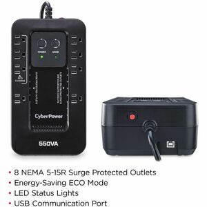 UPS Standby CyberPower EC550G - 550VA/330W - Compacto - 8Hora(s) Recharge - 2Minuto(s) Stand-by - 120 V AC Entrada - 120 V