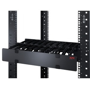 APC by Schneider Electric Horizontal Cable Manager, 2U x 4" Deep, Single-Sided with Cover - Cable Manager - Black - 2U Rac