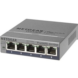 Netgear ProSafe Plus Switch, 5-Port Gigabit Ethernet - 5 Ports - Manageable - Gigabit Ethernet - 10/100/1000Base-T - 2 Lay