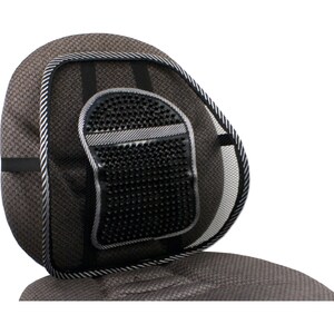 QVS Premium Ergonomic Lumbar Back Support with Large Massage Pad - Strap Mount - Black, Gray - Mesh Fabric, Steel