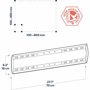 Ergotron Wall Mount for Display, TV - Silver - 81.3 cm to 304.8 cm (120") Screen Support - 79.38 kg Load Capacity - 100 x 
