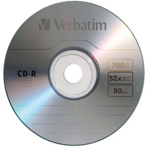Verbatim CD-R 700MB 52X with Branded Surface - 10pk Bulk Box - 120mm - 1.33 Hour Maximum Recording Time