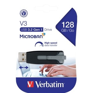 Verbatim Store 'n' Go V3 USB Drive - 128 GB - USB 3.1 (Gen 1) Type A, USB 3.2 (Gen 1) Type A, USB 2.0 - 80 MB/s Read Speed