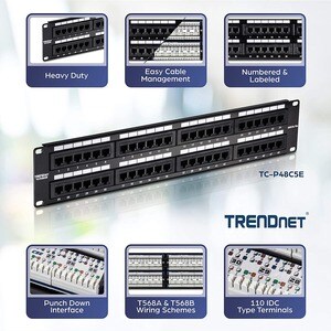 Network Pièce pour panneau TRENDnet TC-P48C5E - 48 Port(s) - 48 x RJ-45 - 48 x RJ-11 - 19" Grand Angle/Champ de Vue Elargi