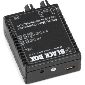 Black Box Micro Mini LMC401A Transcevier Media Converter - 1 x Network (RJ-45) - 1 x ST Ports - DuplexST Port - USB - Mult