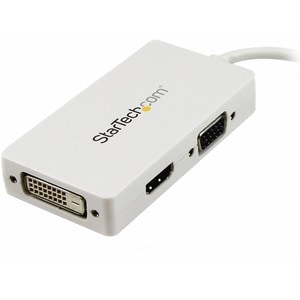 StarTech.com Travel A/V Adapter: 3-in-1 Mini DisplayPort to VGA DVI or HDMI Converter - White - Connect a Mini DisplayPort