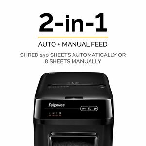 Fellowes AutoMax™ 150C Cross-Cut 150-Sheet Commercial Paper Shredder with Auto Feed - Cross Cut - 150 Per Pass - for shred