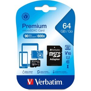 Verbatim 64 GB Class 10/UHS-I (U1) microSDXC - 1 Pack - TAA Compliant - 70 MB/s Read - 2 Year Warranty