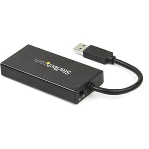 StarTech.com 3 Port Portable USB 3.0 Hub with Gigabit Ethernet Adapter NIC - 5Gbps - Aluminum w/ Cable - Add 3 external US