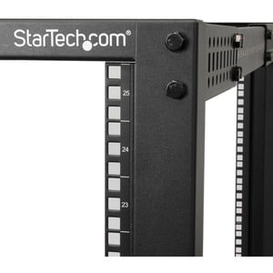 StarTech.com 4-Pfosten 25 HE Mobiles Open Frame Serverrack, 19" Netzwerk Rack, Rack für AV/IT; Rollen, Nivellierfüße oder 
